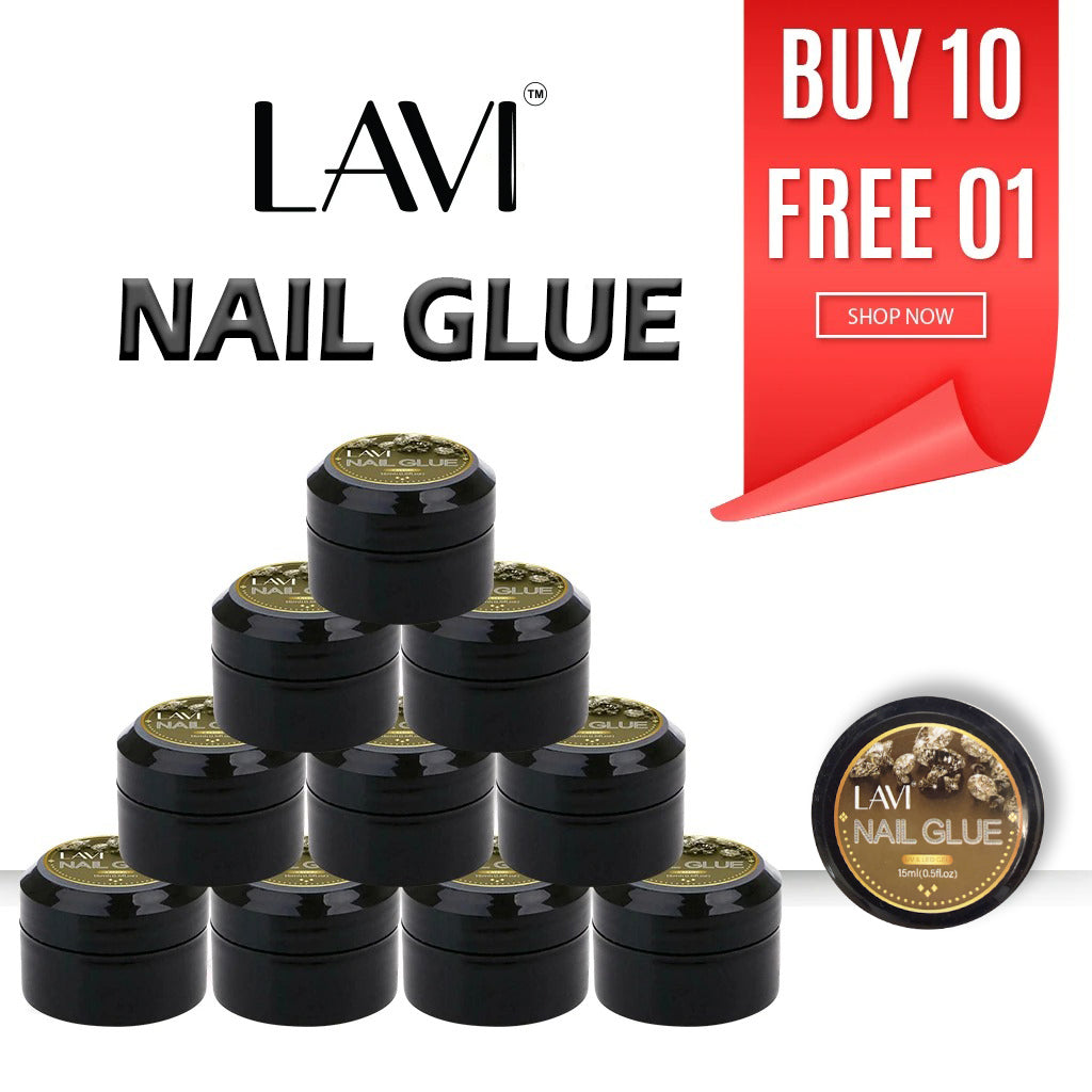 Lavi Nail Glue UV & LED Gel Jar, 0.5oz, Buy 10 Get 01 FREE