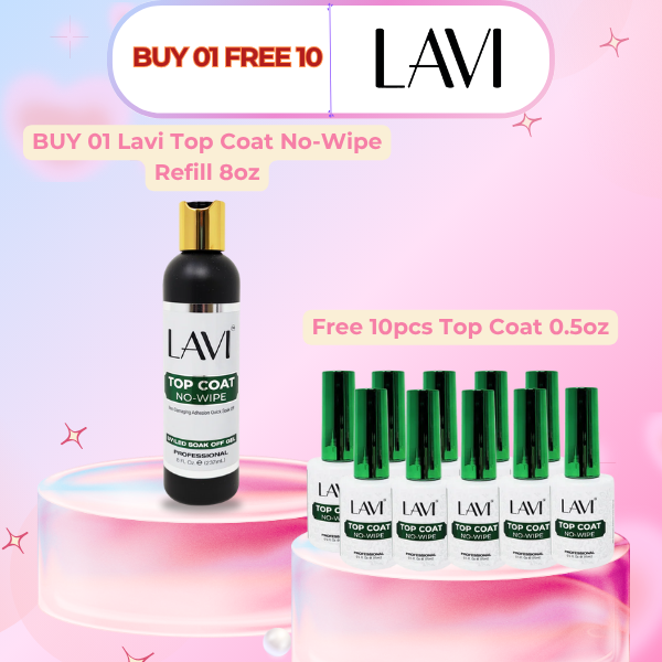 Lavi Top Coat No-Wipe Refill 8oz, Buy 01 Get 10 Lavi Top Coat No-Wipe 0.5oz FREE