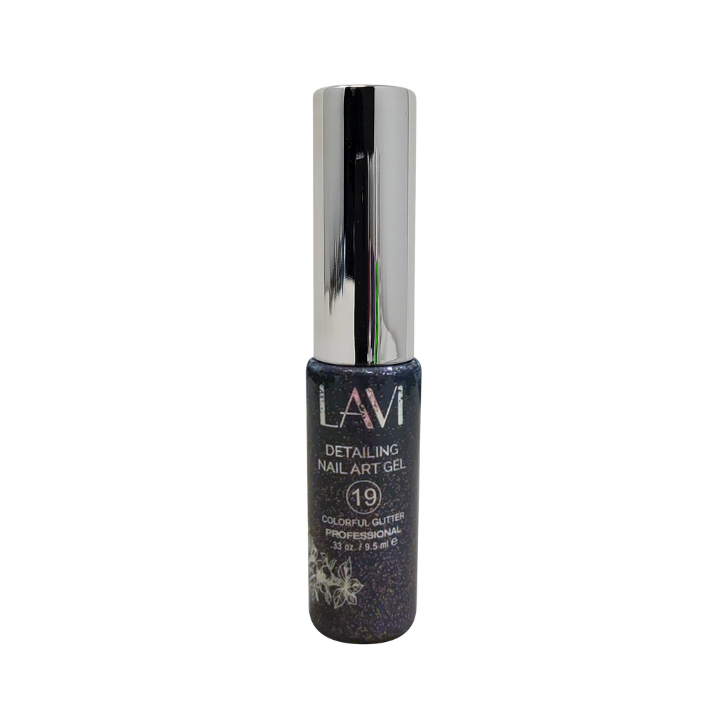 Lavi Detailing Nail Art Gel, 19, COLOR FULL GLITTER, 0.33oz, (Pk: 12 pcs/box)