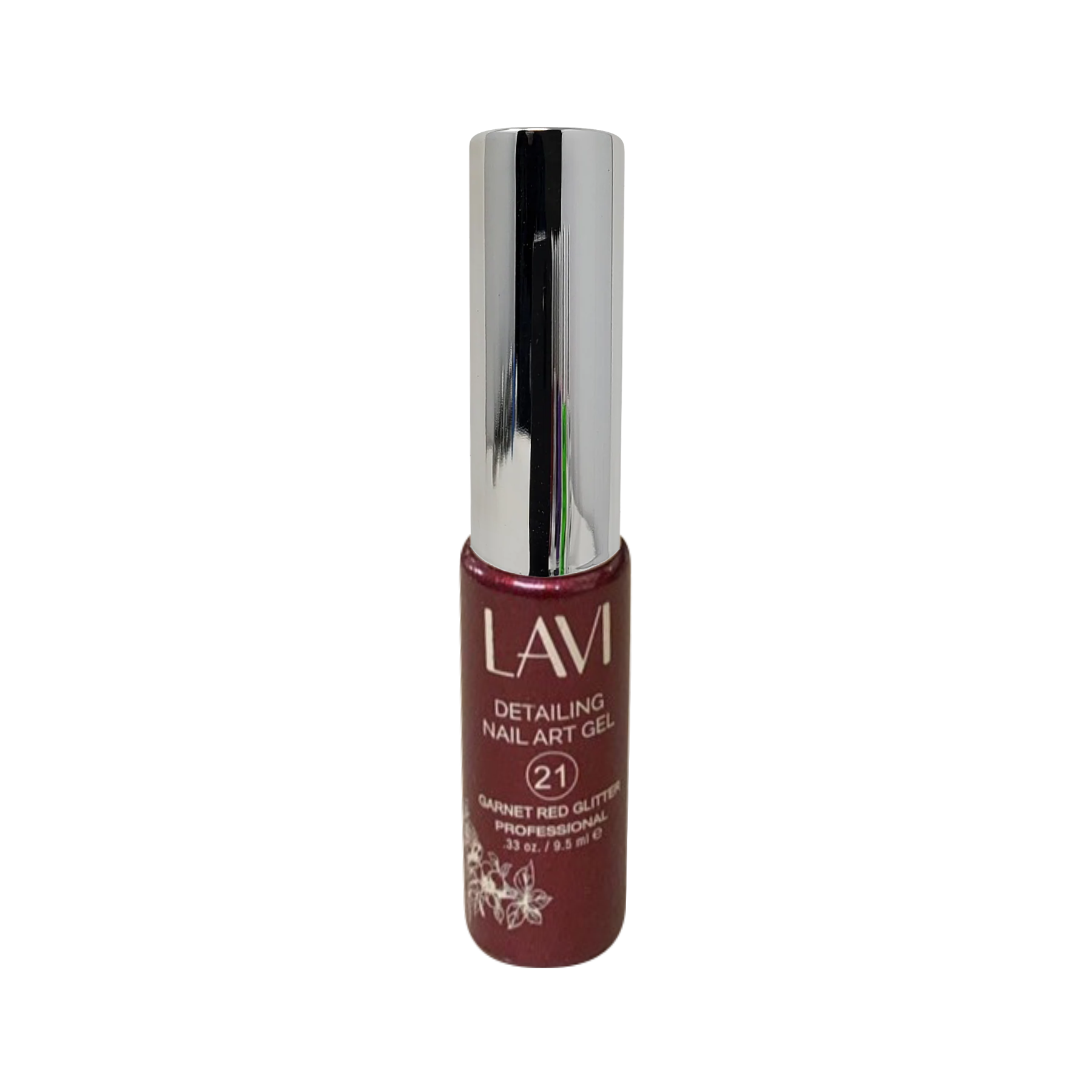 Lavi Detailing Nail Art Gel, 21, GARNET RED GLITTER, 0.33oz, (Pk: 12 pcs/box)